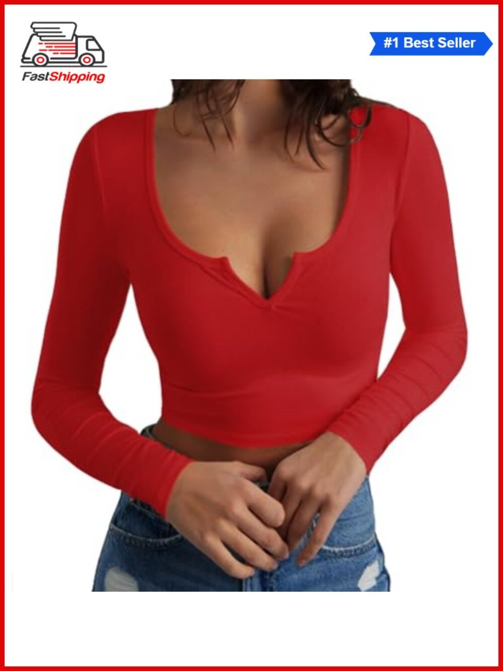 ✨ Scoop Neck V Notch Ribbed Slim Fitted Cropped Top